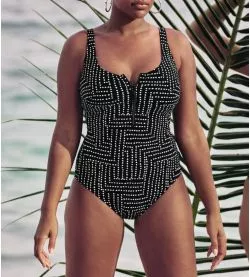 Maillot de bain une pièce a fermeture éclair Noir