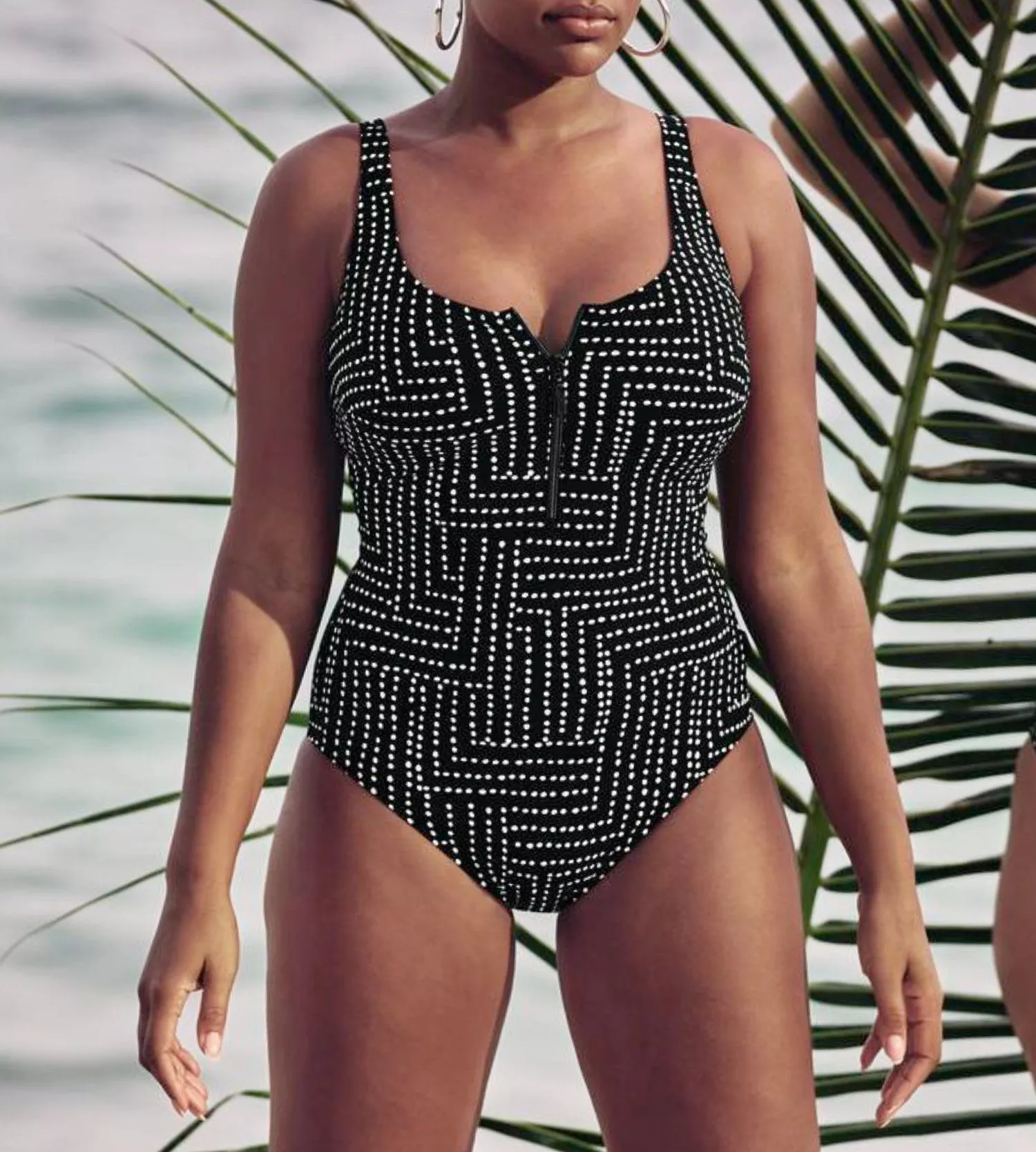 Maillot de bain une pièce a fermeture éclair Noir