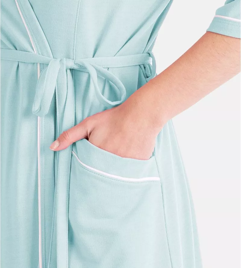 Robe de chambre femme croisée pour femme Turquoise