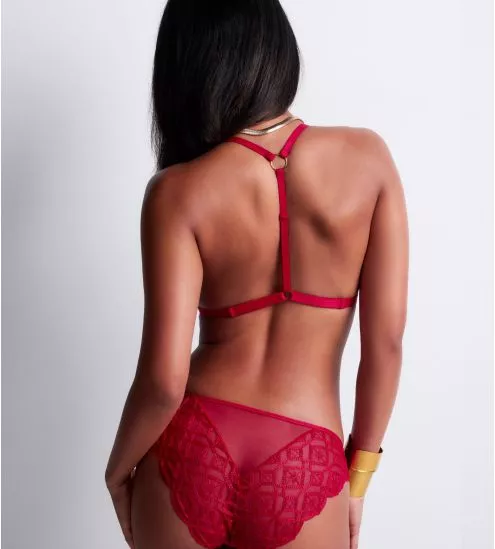 Slip italien rouge en tulle brodé Sens of Illusion