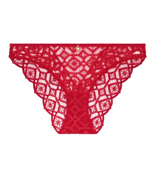 Slip italien rouge en tulle brodé Sens of Illusion