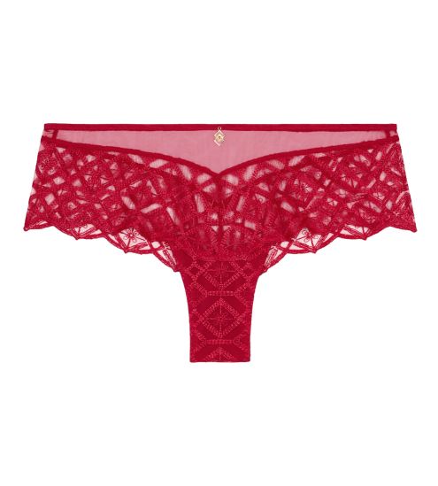 Shorty rouge en tulle brodé Sens of illusion