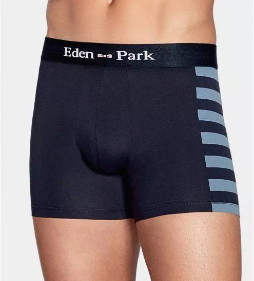 Lot de 2 boxers rayé et uni Bleu Marine