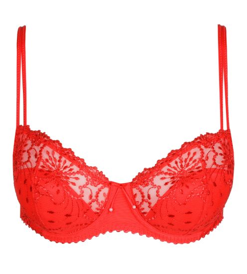Soutien gorge corbeille demi-mousse rouge avec broderie Jane True Red