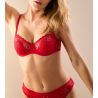 Soutien gorge corbeille demi-mousse rouge avec broderie Jane True Red