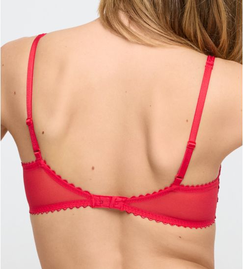 Soutien gorge corbeille demi-mousse rouge avec broderie Jane True Red