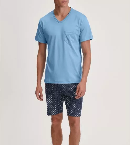 Pyjama col V en coton doux pour homme Relax Streamline Glacier Lake