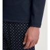 Pyjama foncé homme col en V 100% coton avec pantalon imprimé Relax Streamline Saphir Blue