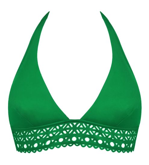 Haut de maillot de bain triangle vert Ajourage Couture