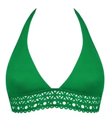 Haut de maillot de bain triangle vert Ajourage Couture