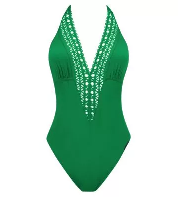 Maillot de bain une pièce vert Ajourage Couture