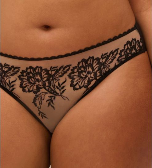 Slip brésilien transparent effet tatouage Romance Noir