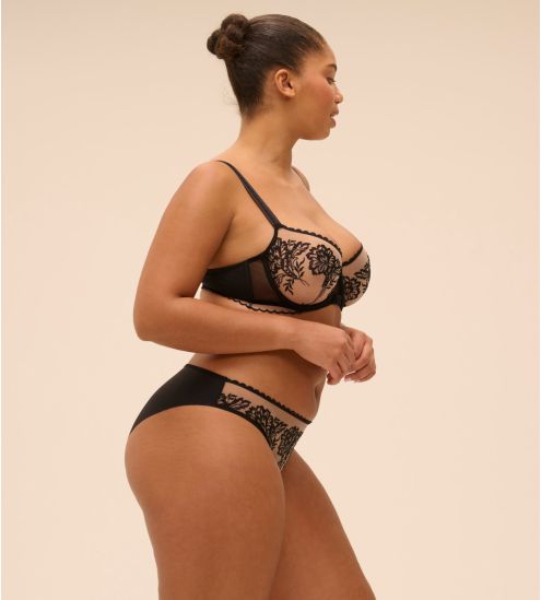 Slip brésilien transparent effet tatouage Romance Noir