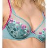 Soutien gorge triangle plongeant vert d'eau & rose Lizelot Bali Green