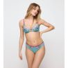 Soutien gorge triangle plongeant vert d'eau & rose Lizelot Bali Green
