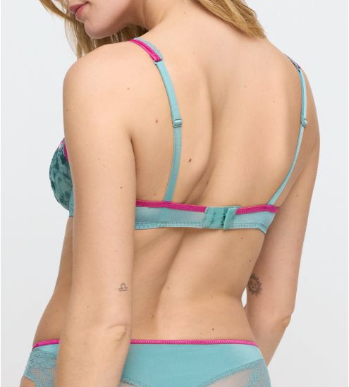 Soutien gorge triangle plongeant vert d'eau & rose Lizelot Bali Green