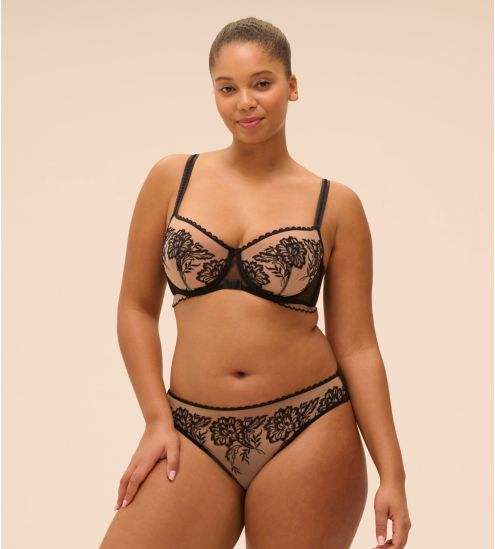 Slip brésilien transparent effet tatouage Romance Noir