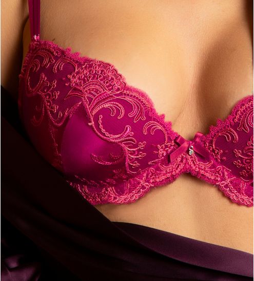 Soutien gorge à coques Splendeur Soie Rouge Carmin