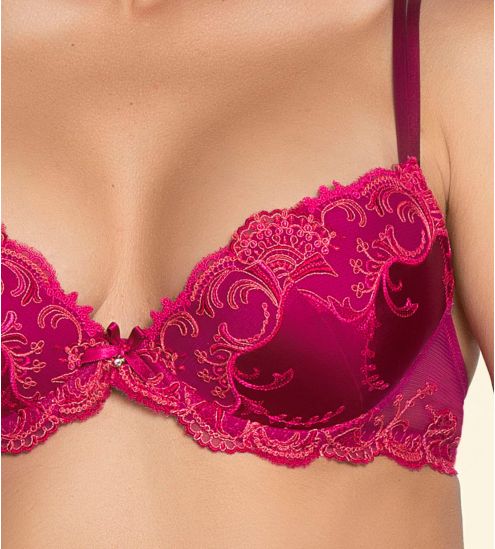 Soutien gorge à coques Splendeur Soie Rouge Carmin