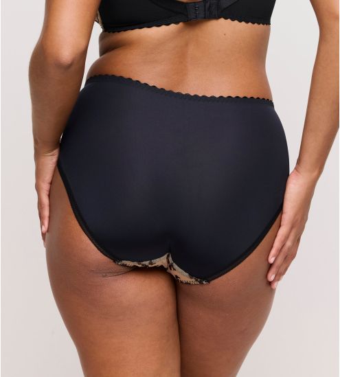 Culotte haute brodée semi transparente noire et verte Manali Wild Bloom
