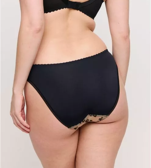 Slip brésilien semi transparent noir et vert Manali Wild Bloom