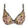 Soutien gorge décolleté plongeant grande taille semi transparent vert et noir Manali Wild Bloom