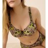 Soutien gorge armatures grande taille semi transparent noir et vert Manali Wild Bloom