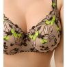 Soutien gorge armatures grande taille semi transparent noir et vert Manali Wild Bloom