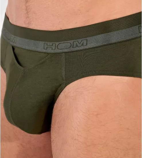 Slip homme uni vert kaki HO1 ouverture horizontale