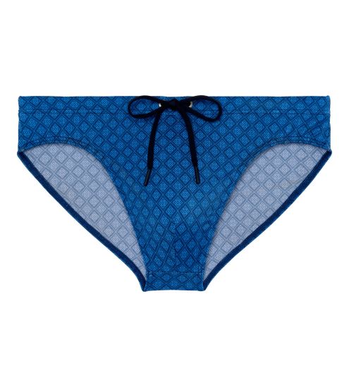 Slip de bain bleu pour homme imprimé motifs géométrique Hendaye