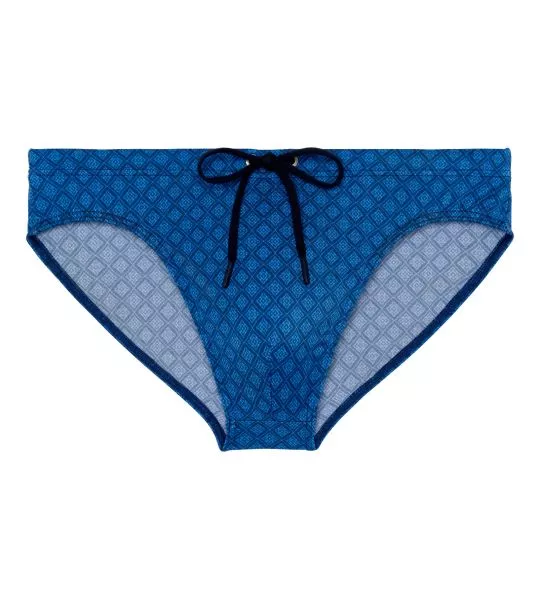Slip de bain bleu pour homme imprimé motifs géométrique Hendaye