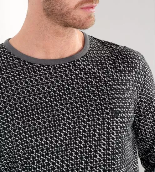 Pyjama à manches longues pour homme imprimé gris Waldorf