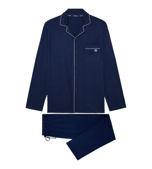 Pyjama uni chemise longue Bleu Marine homme Rafael