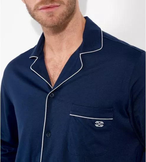 Pyjama uni chemise longue Bleu Marine homme Rafael