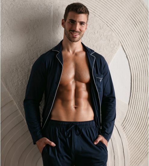 Pyjama-Ebene langer blauer...