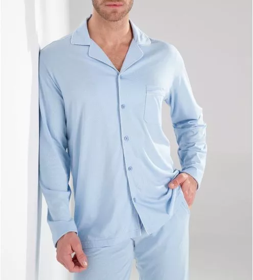 Pyjama uni chemise longue Bleu Clair homme Rafael