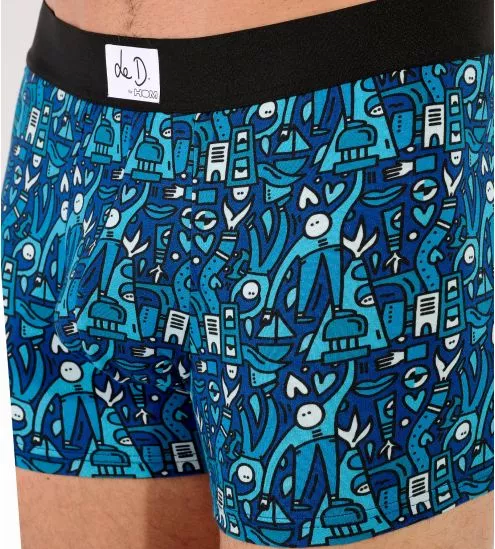 Boxer homme Le D. Voyages motifs festifs bleus
