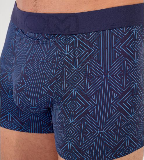 Boxer imprimé bleu taille élastique et ouverture HO1