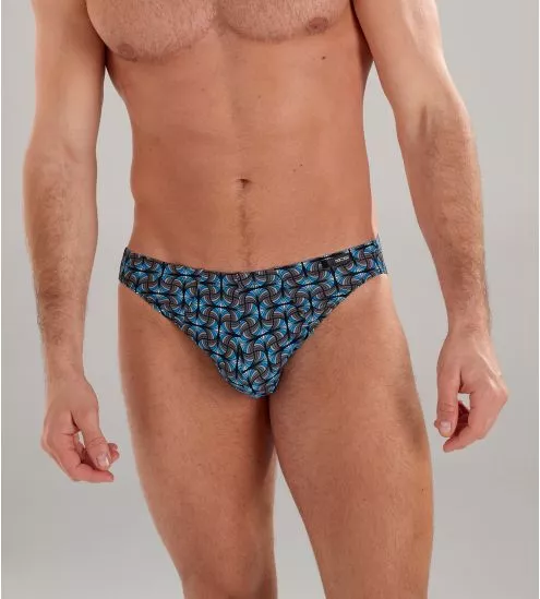 Slip en microfibre confortable homme motifs bleus et gris Aloys