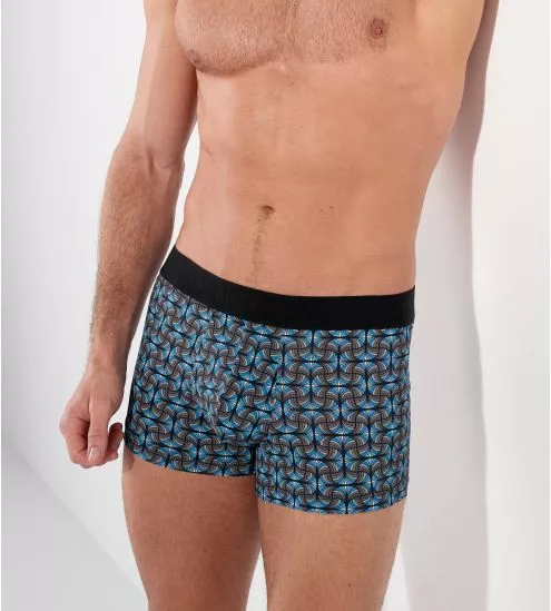 Boxer en microfibre confortable homme motifs bleus et gris Aloys