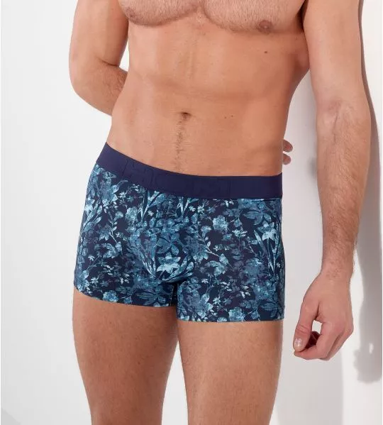 Boxer homme ceinture sans coutures confortable Compiegne imprimé floral bleu