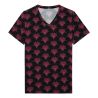 T-shirt homme imprimé art déco bordeaux, or et noir Carlyle