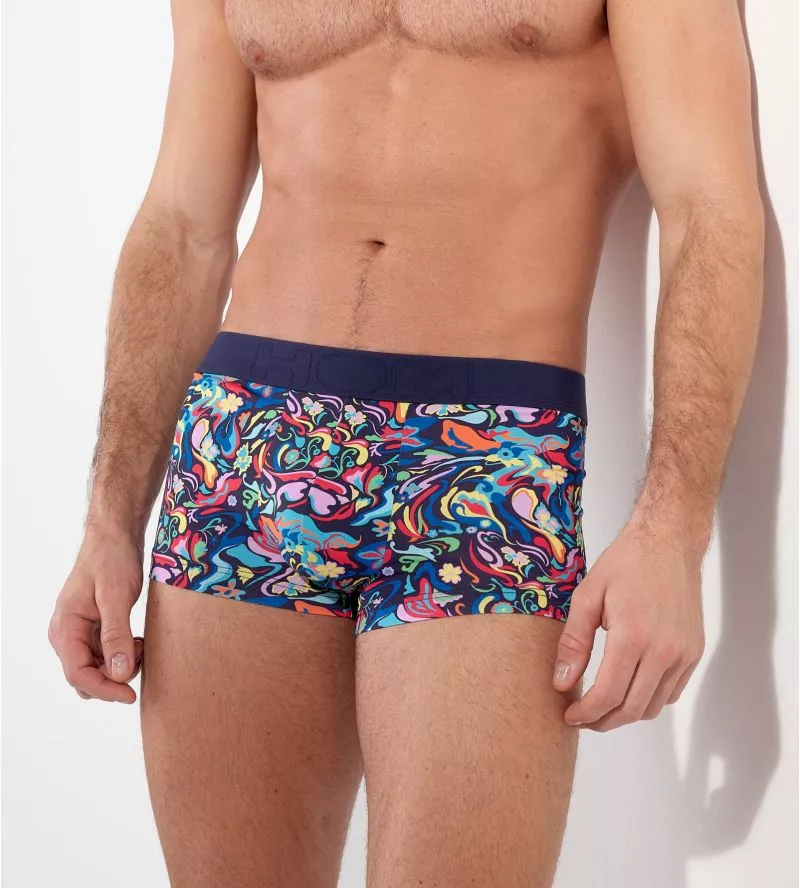 Boxer court confortable avec ceinture sans couture Psychedelic imprimé multicolore