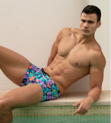 Boxer de bain imprimé fleurs pour homme Balata