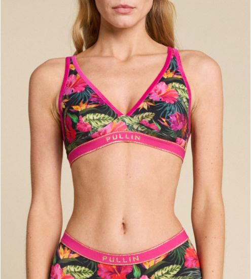 Soutien gorge triangle sans armatures imprimé floral tropical Maui