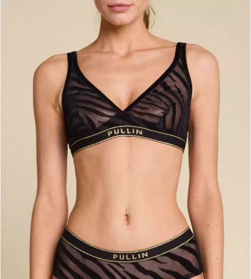 Soutien gorge triangle sans armatures semi transparent avec bandes en velours Blacky