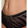 Shorty noir femme semi transparent avec bandes en velours Blacky