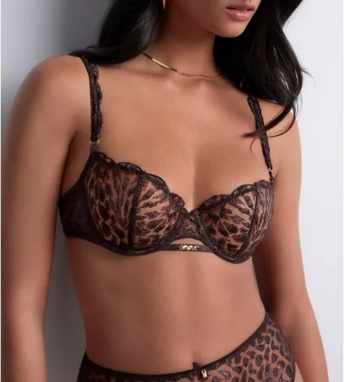 Soutien gorge corbeille motif animalier Crazy in Love Satin Brown