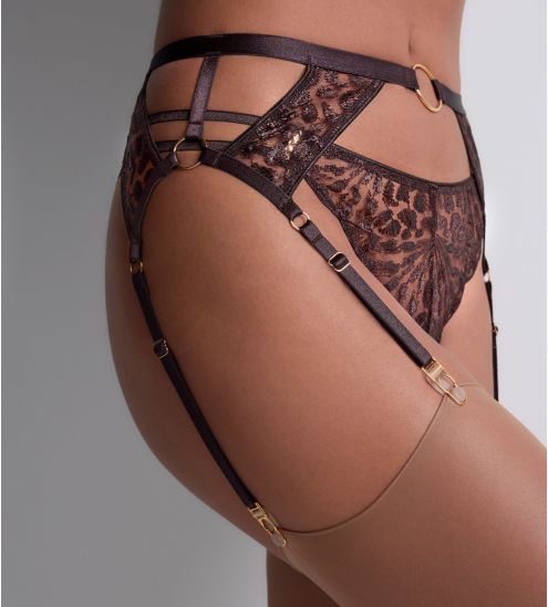 Porte jarretelles motif animalier Crazy in Love Satin Brown