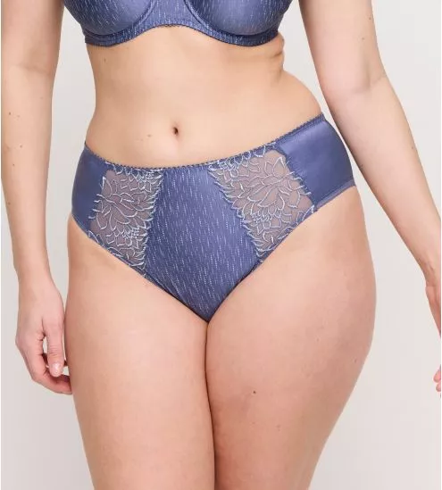 Culotte taille haute bleue satinée et brodée Monterrey Nightshadow Blue